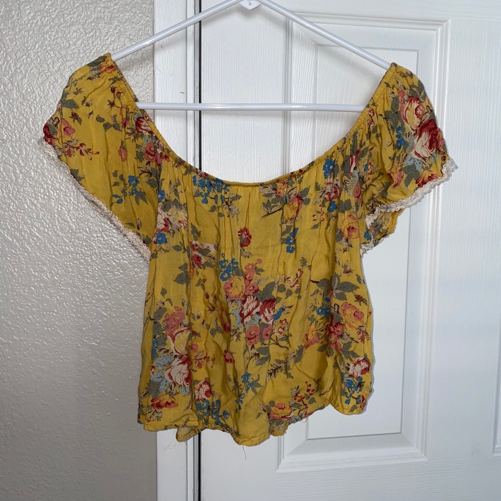Off the shoulder yellow top